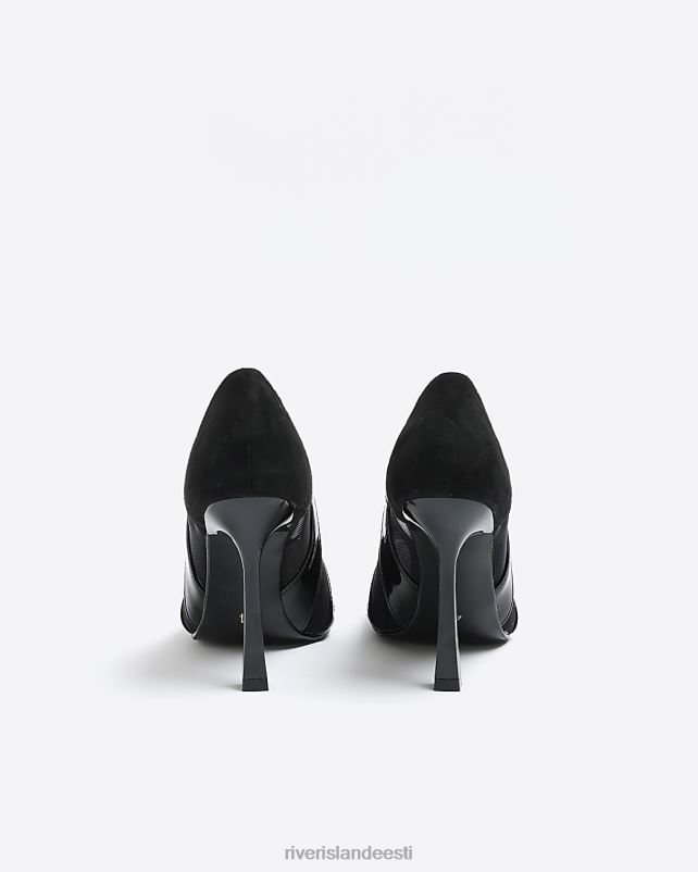 jalatsid must naised River Island laia istuvusega võrgust terava otsaga jalanõud 44TLL763