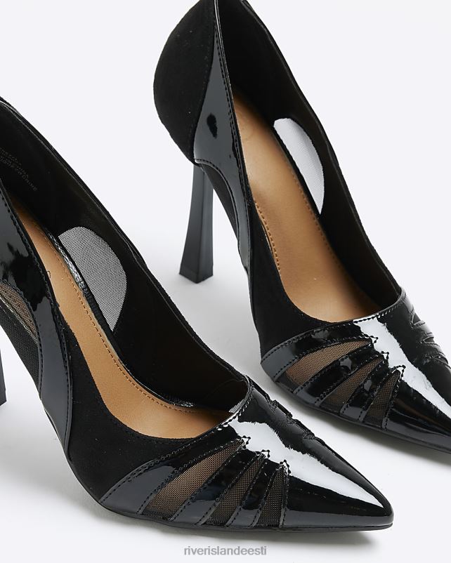 jalatsid must naised River Island laia istuvusega võrgust terava otsaga jalanõud 44TLL763