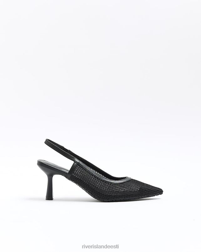 jalatsid must naised River Island laia võrkkangaga kontsakingad 44TLL177