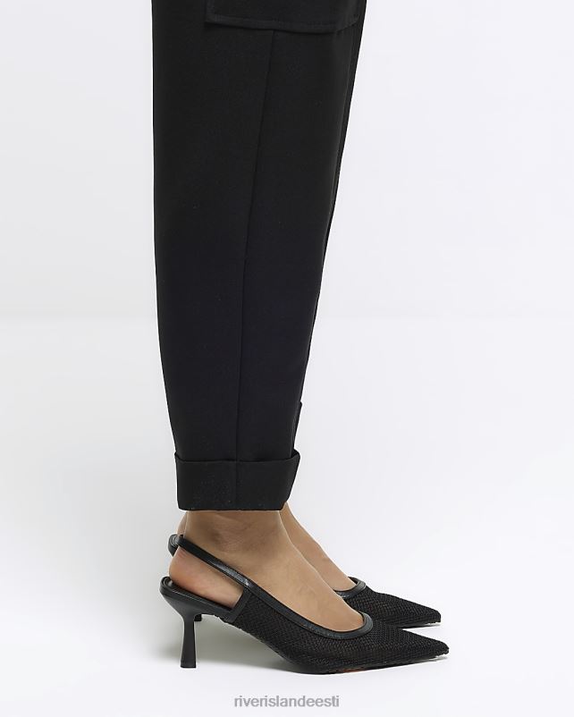 jalatsid must naised River Island laia võrkkangaga kontsakingad 44TLL177