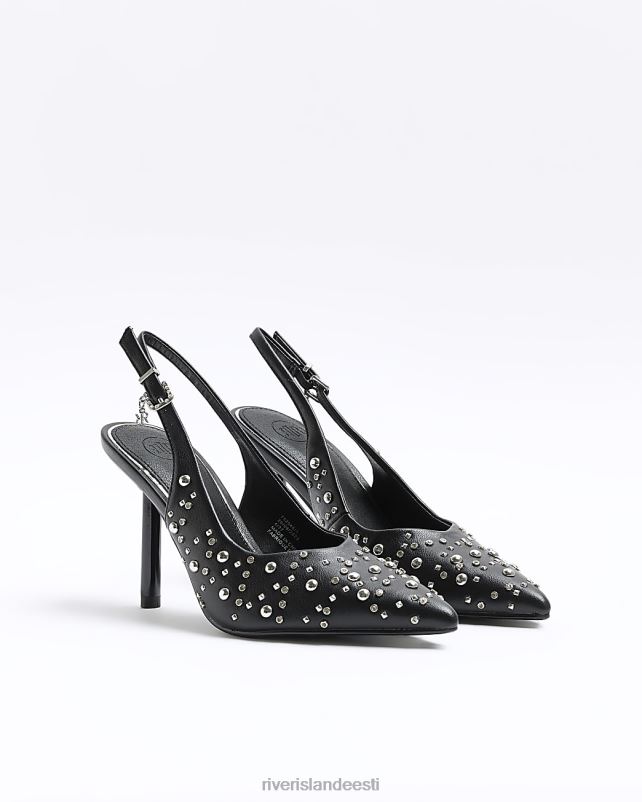 jalatsid must naised River Island naastud kontsaga kohtukingad 44TLL4238