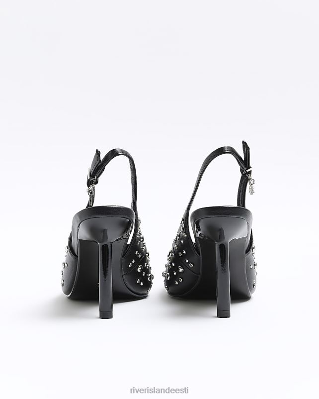 jalatsid must naised River Island naastud kontsaga kohtukingad 44TLL4238