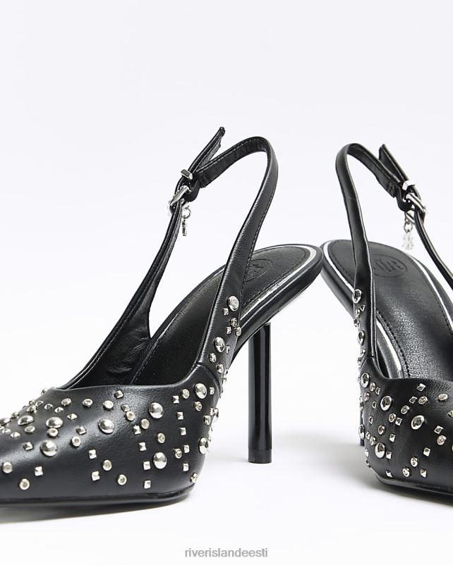 jalatsid must naised River Island naastud kontsaga kohtukingad 44TLL4238