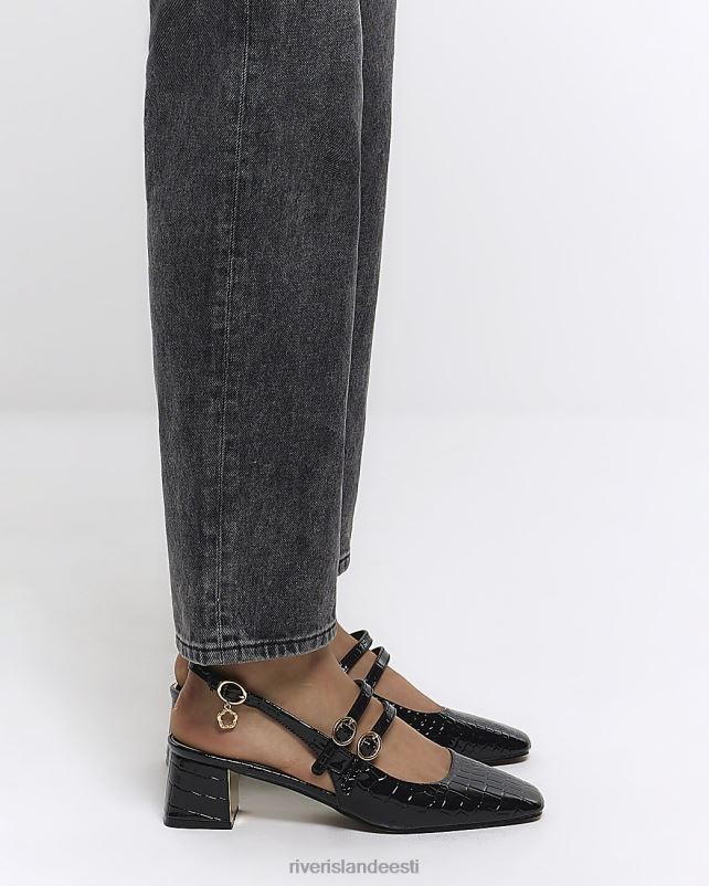 jalatsid must naised River Island patenteeritud croc reljeefsed õukonnakingad 44TLL4416