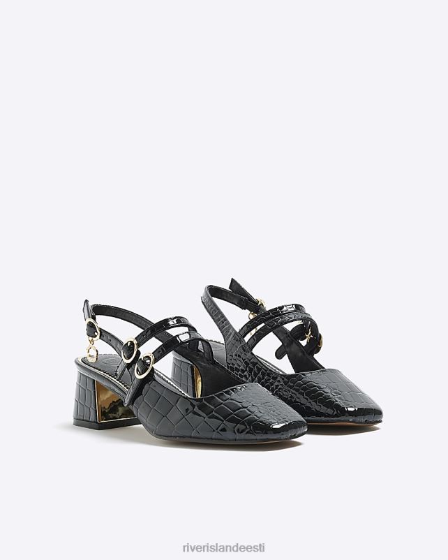 jalatsid must naised River Island patenteeritud croc reljeefsed õukonnakingad 44TLL4416