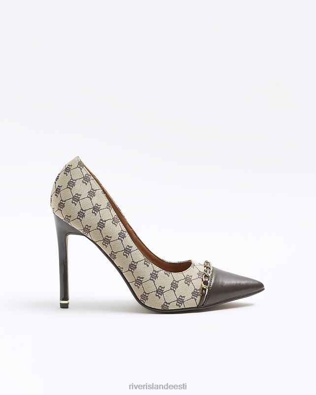 jalatsid pruun naised River Island žakaarmonogrammi kontsaga kohtukingad 44TLL1040