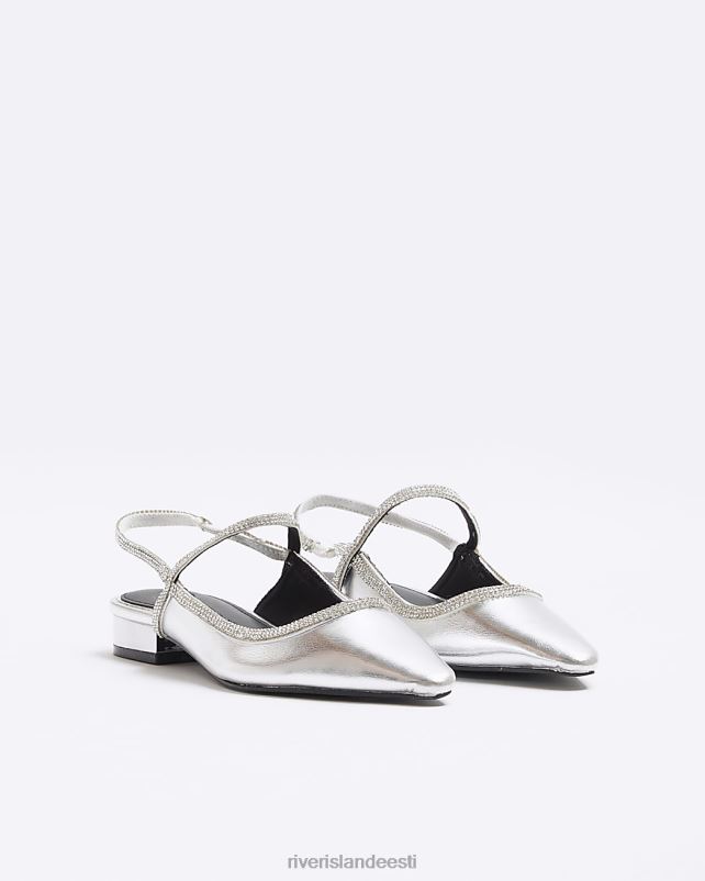 jalatsid hõbedane naised River Island metallist diamante linguga tagajalatsid 44TLL186
