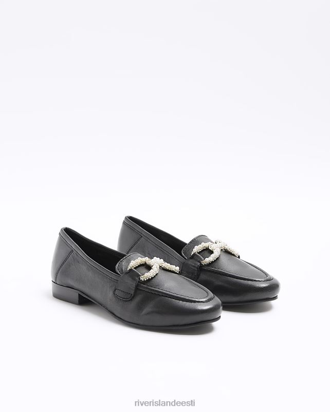 jalatsid must naised River Island pärlikett-loafers 44TLL562