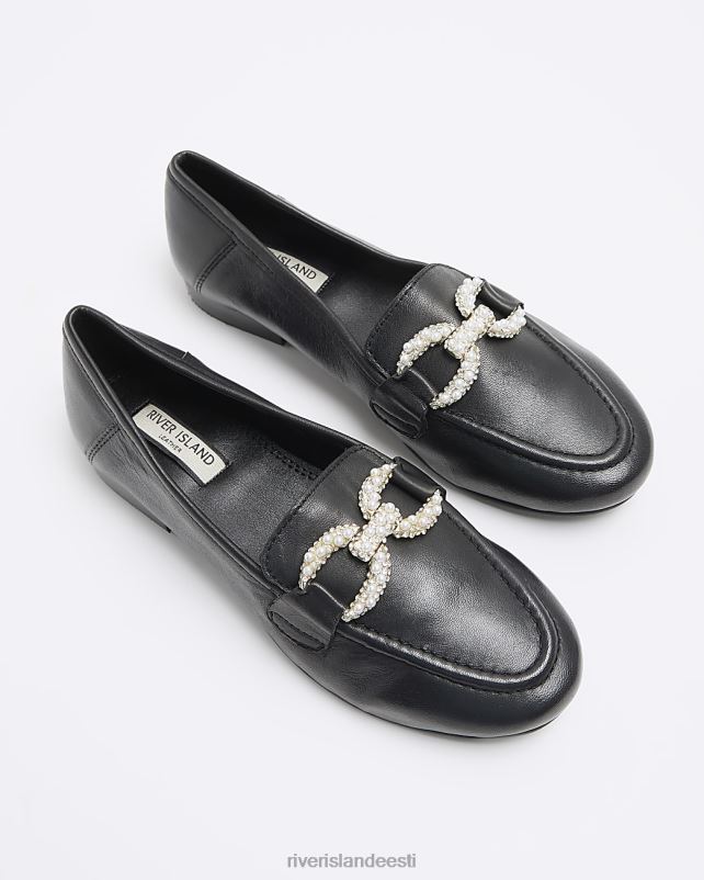 jalatsid must naised River Island pärlikett-loafers 44TLL562