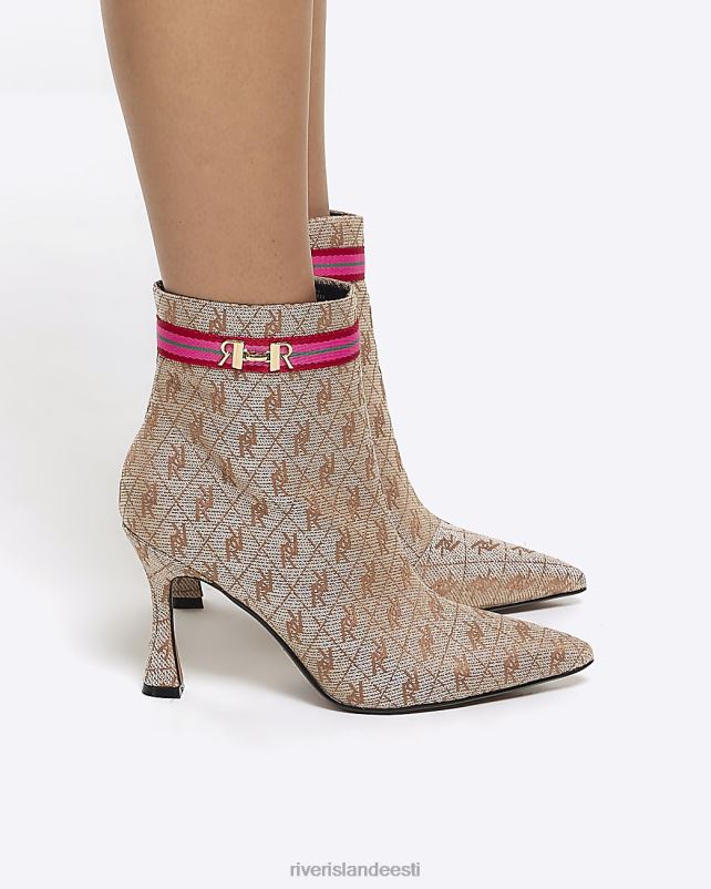 jalatsid beež naised River Island laia istuvusega ri monogrammi kontsaga saapad 44TLL778