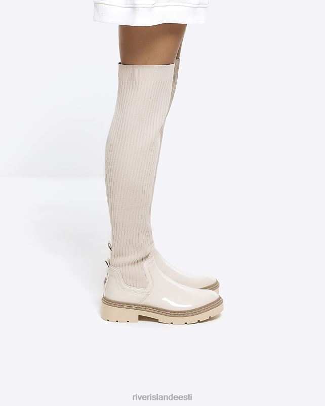 jalatsid kreem naised River Island kootud kõrge säärega saapad 44TLL1072