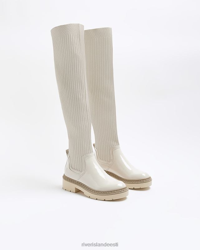 jalatsid kreem naised River Island kootud kõrge säärega saapad 44TLL1072