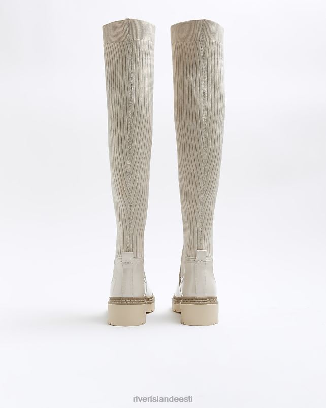 jalatsid kreem naised River Island kootud kõrge säärega saapad 44TLL1072