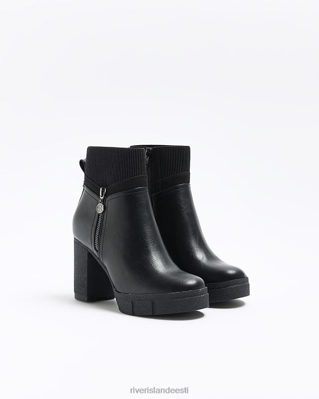 jalatsid must naised River Island küljel lukuga kontsaga poolsaapad 44TLL768