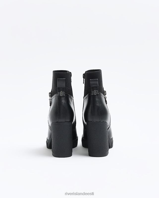 jalatsid must naised River Island küljel lukuga kontsaga poolsaapad 44TLL768