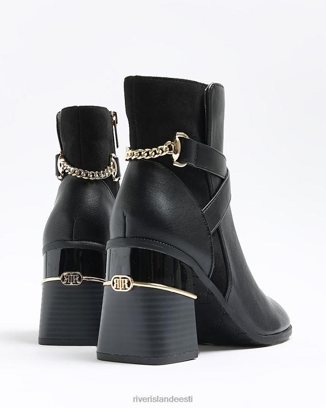 jalatsid must naised River Island kettplokk kontsaga poolsaapad 44TLL772