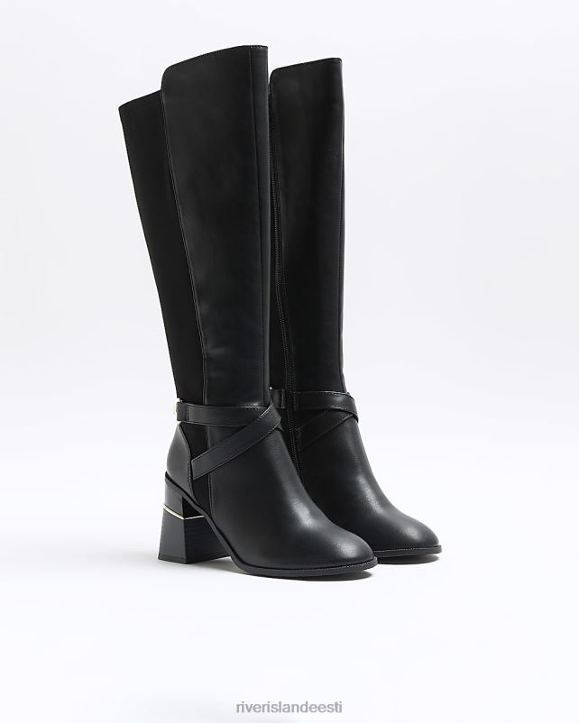 jalatsid must naised River Island kontsaga kõrge säärega saapad 44TLL4038