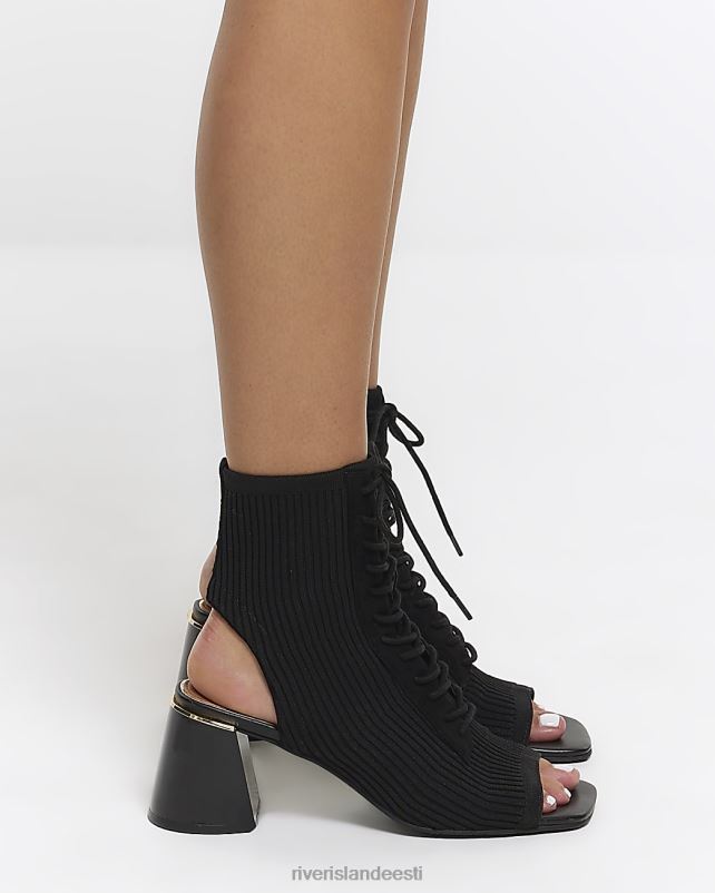 jalatsid must naised River Island kootud avatud kontsaga saapad 44TLL4336