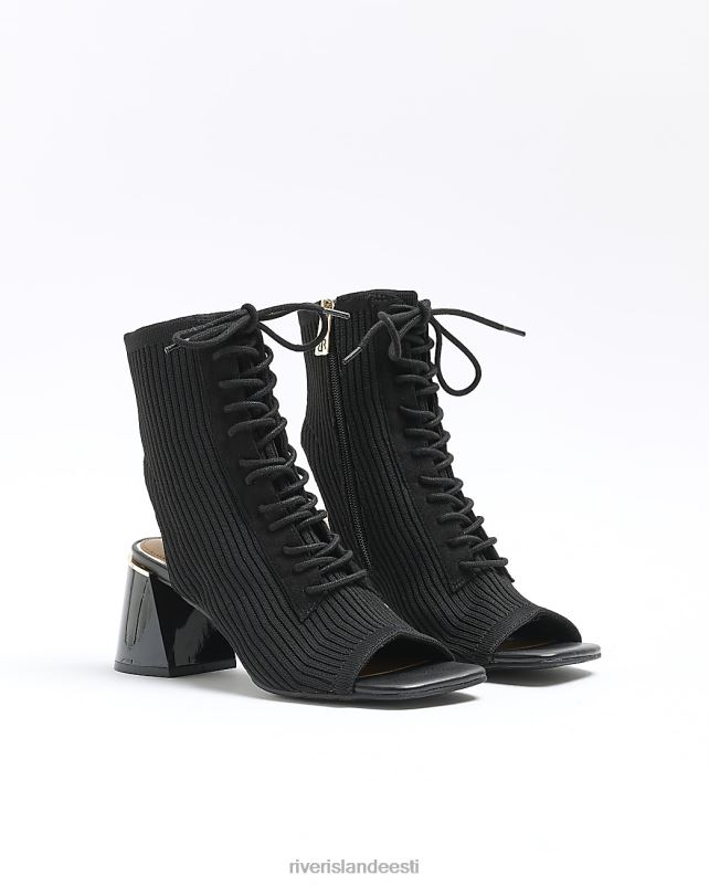 jalatsid must naised River Island kootud avatud kontsaga saapad 44TLL4336