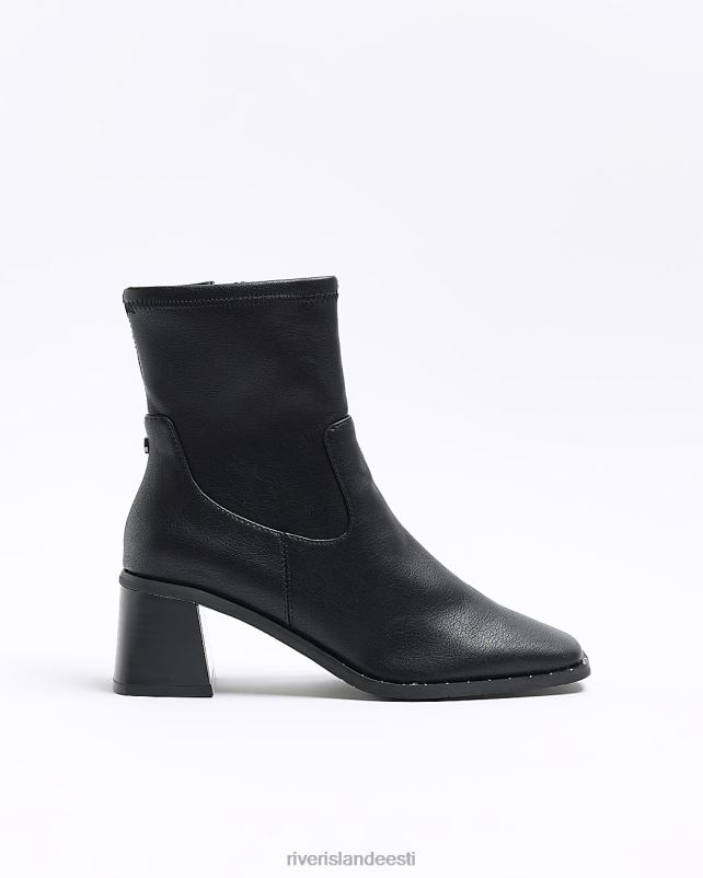 jalatsid must naised River Island kunstnahast naastplokist kontsa saapad 44TLL4405