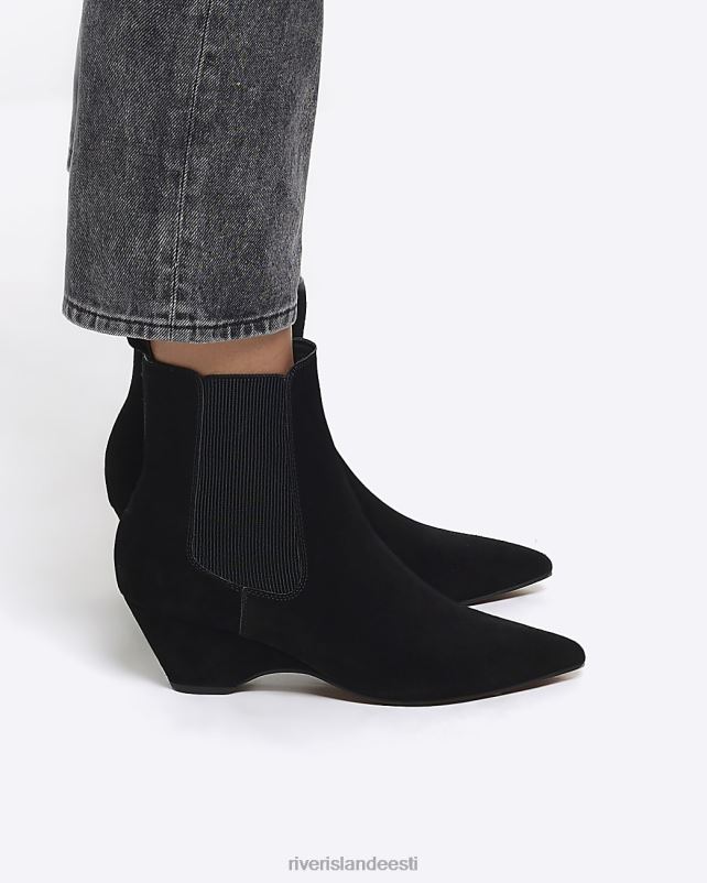 jalatsid must naised River Island nahast kitten kontsa saapad 44TLL510