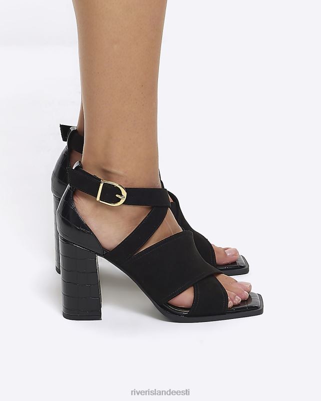 jalatsid must naised River Island rihmaga kontsaga saapad 44TLL4196