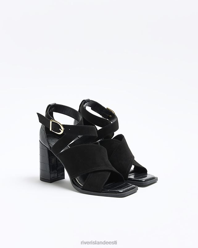 jalatsid must naised River Island rihmaga kontsaga saapad 44TLL4196