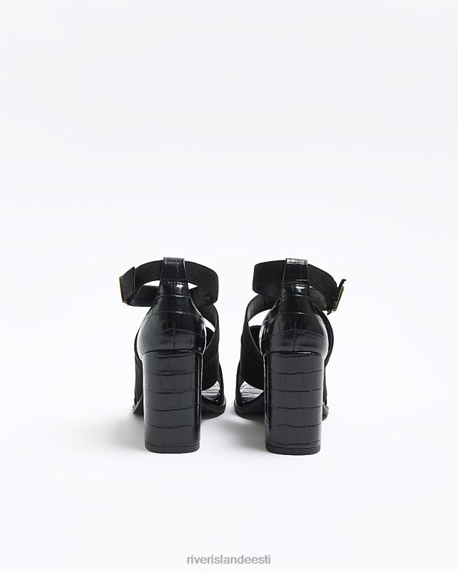 jalatsid must naised River Island rihmaga kontsaga saapad 44TLL4196