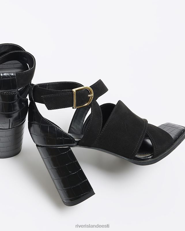 jalatsid must naised River Island rihmaga kontsaga saapad 44TLL4196