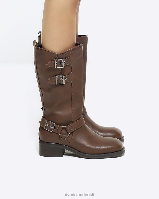jalatsid pruun naised River Island kõrge säärega rattasaapad 44TLL709