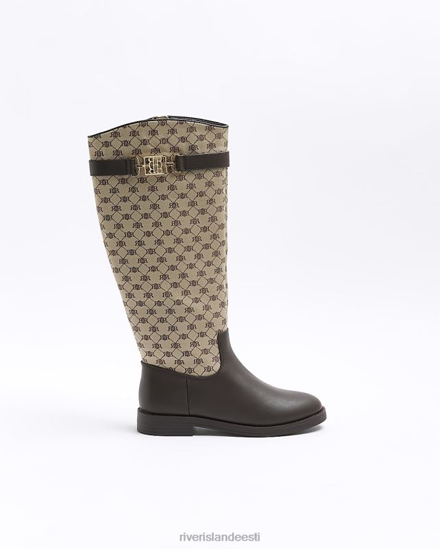 jalatsid pruun naised River Island ri monogrammi põlvsaapad 44TLL3953