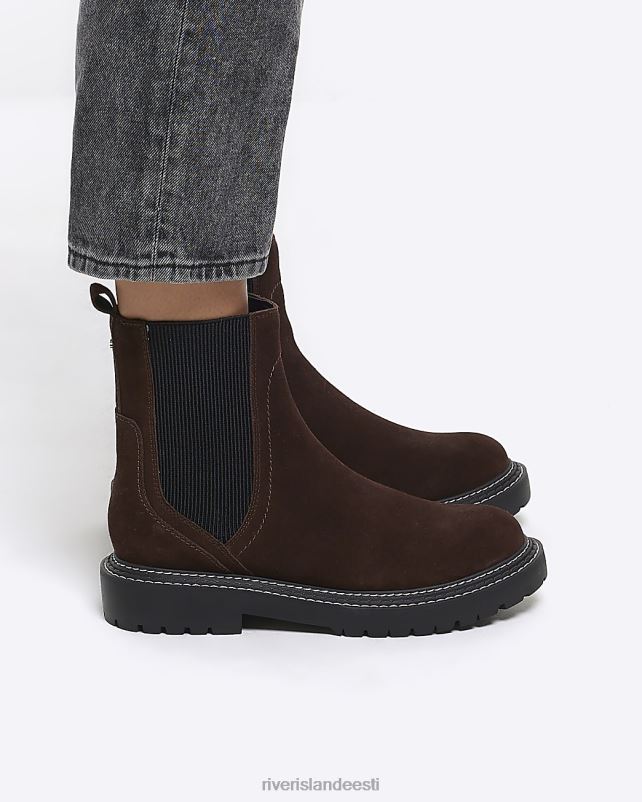 jalatsid pruun naised River Island seemisnahast topeltpistega poolsaapad 44TLL982