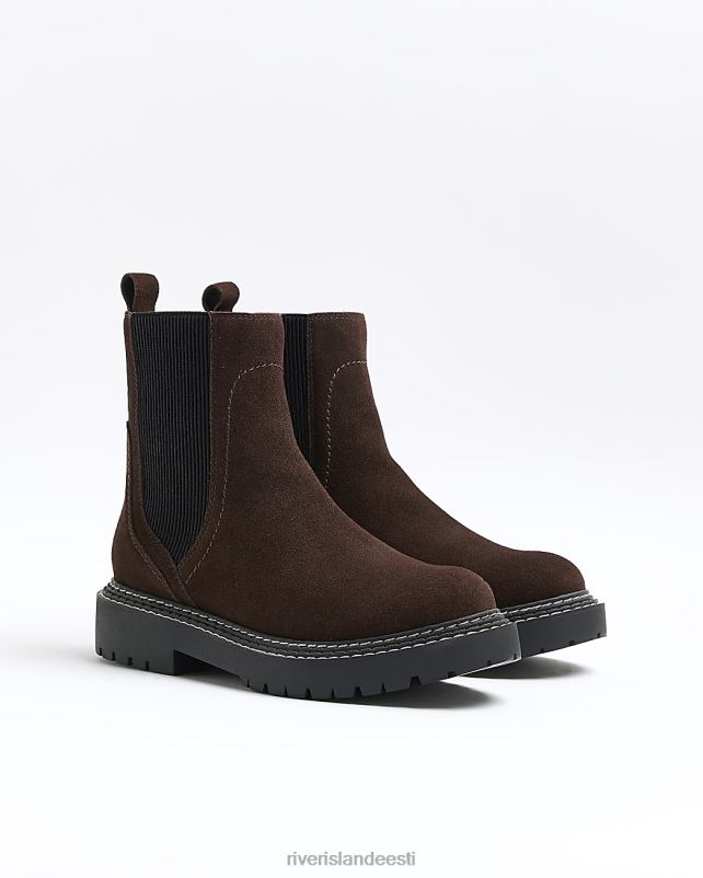 jalatsid pruun naised River Island seemisnahast topeltpistega poolsaapad 44TLL982