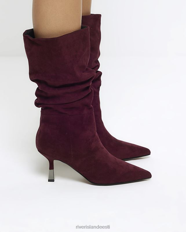 jalatsid punane naised River Island longus kõrge säärega kontsaga saapad 44TLL3866