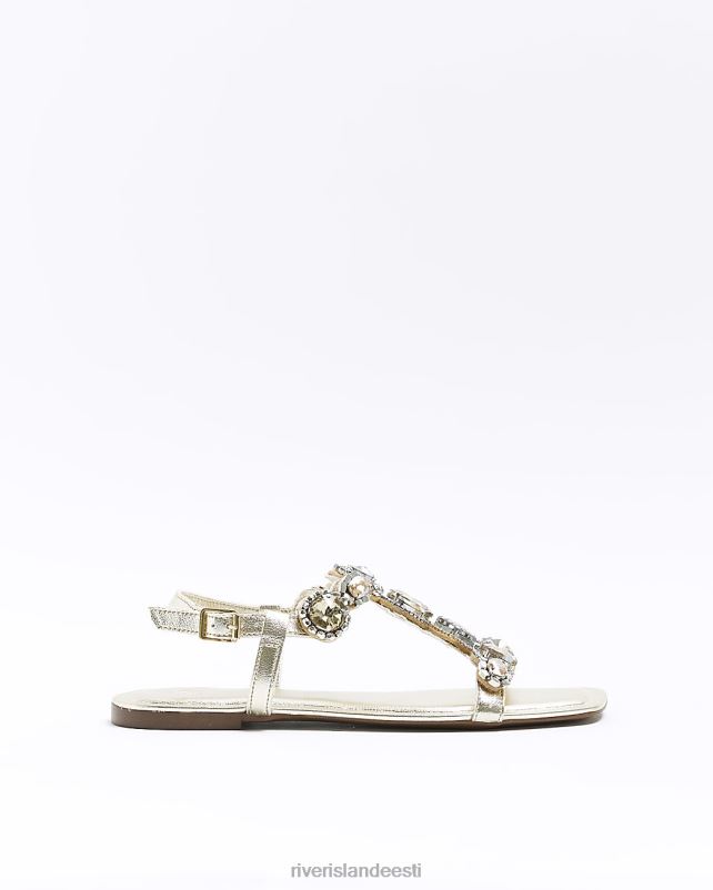 jalatsid kullast naised River Island kaunistatud lamedad sandaalid 44TLL4626