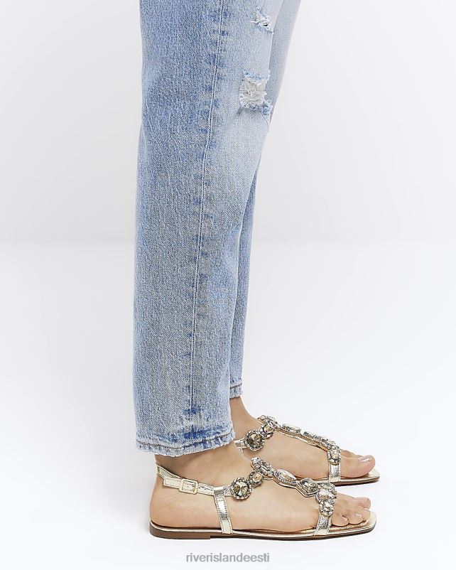 jalatsid kullast naised River Island kaunistatud lamedad sandaalid 44TLL4626