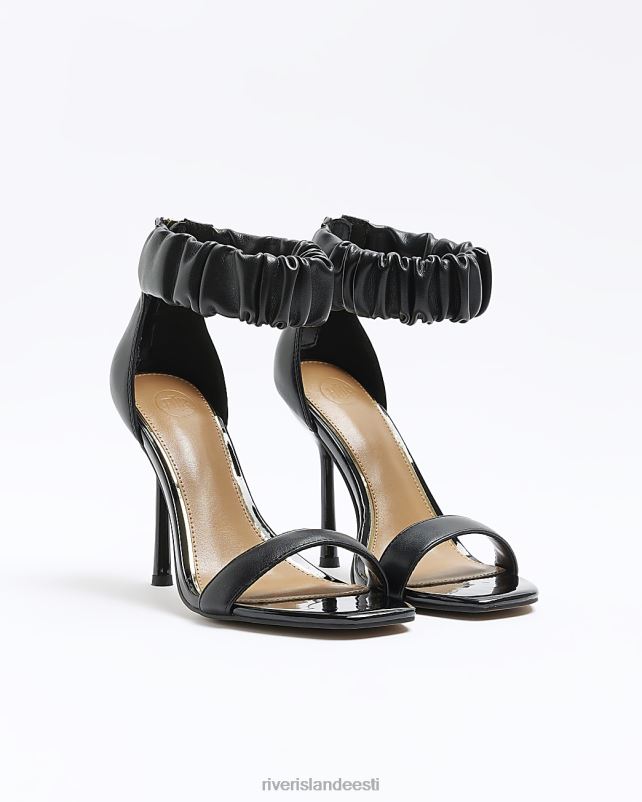 jalatsid must naised River Island kõverdatud rihmaga kontsaga sandaalid 44TLL962
