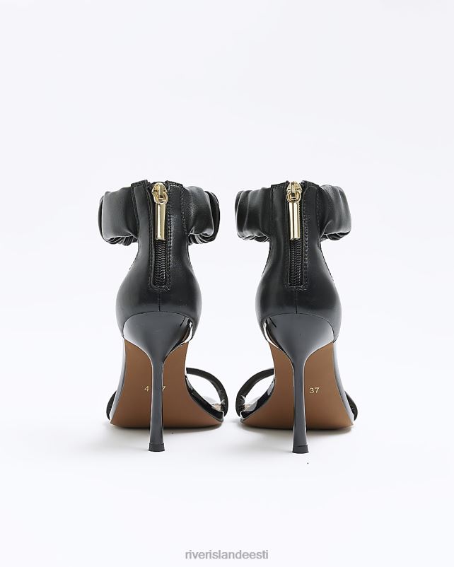 jalatsid must naised River Island kõverdatud rihmaga kontsaga sandaalid 44TLL962