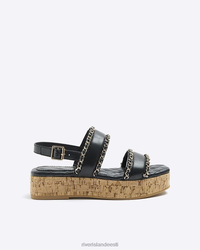 jalatsid must naised River Island keti detail tasapinnalised sandaalid 44TLL4748