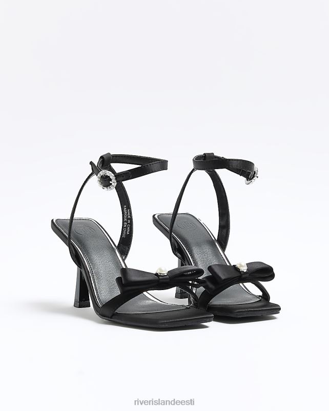 jalatsid must naised River Island pärlivärvi vibu kontsaga sandaalid 44TLL1118