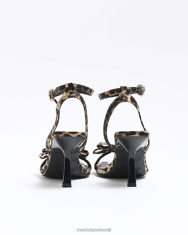 jalatsid pruun naised River Island loomamustriga pärlitega vibu kontsaga sandaalid 44TLL1119