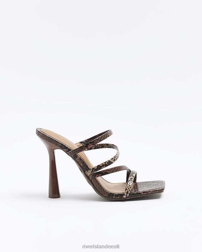 jalatsid pruun naised River Island loomamustriga rihmadega kontsaga sandaalid 44TLL1324