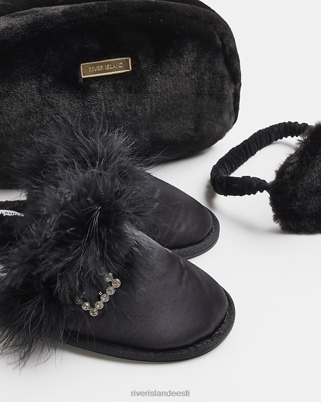 jalatsid must naised River Island kunstkarusnahast magamisriiete komplekt 44TLL4886