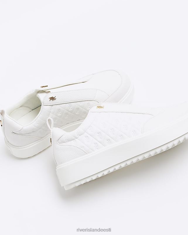 jalatsid valge naised River Island laia istuvusega reljeefsed ri monogrammiga trenažöörid 44TLL258