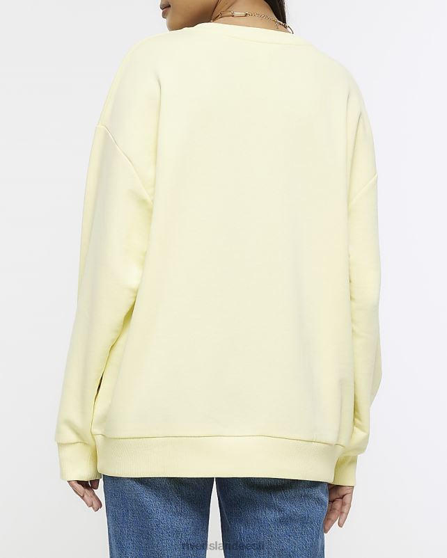 kehakate kollane naised River Island graafiline ülisuur dressipluus 44TLL684