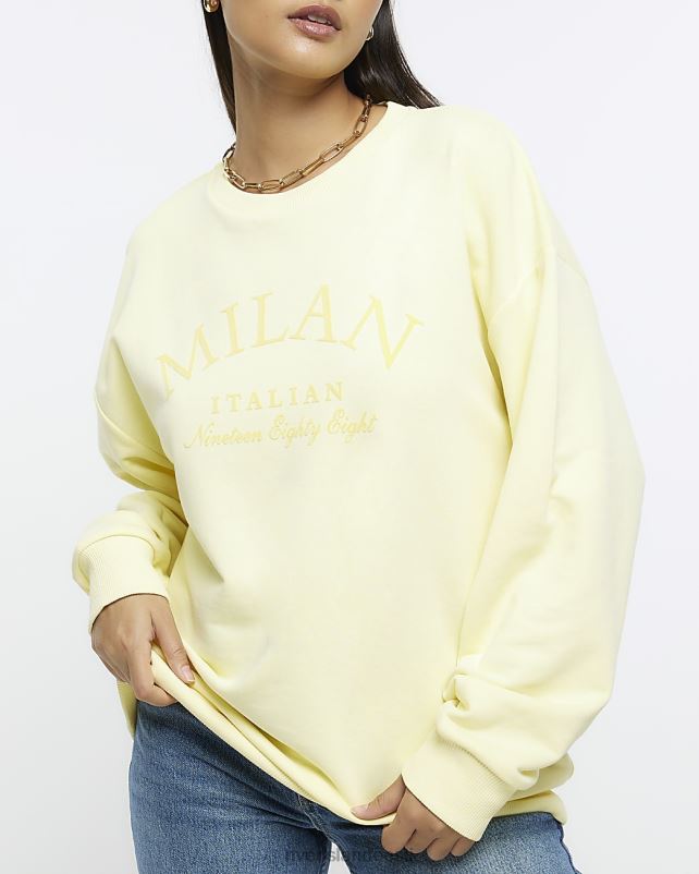 kehakate kollane naised River Island graafiline ülisuur dressipluus 44TLL684