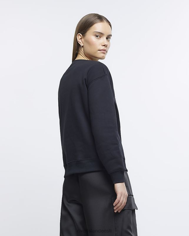 kehakate must naised River Island pärlitega kaunistatud dressipluus 44TLL4809