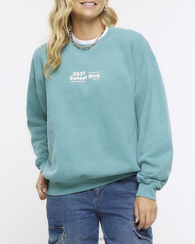 kehakate roheline naised River Island graafilise trükiga dressipluus 44TLL678