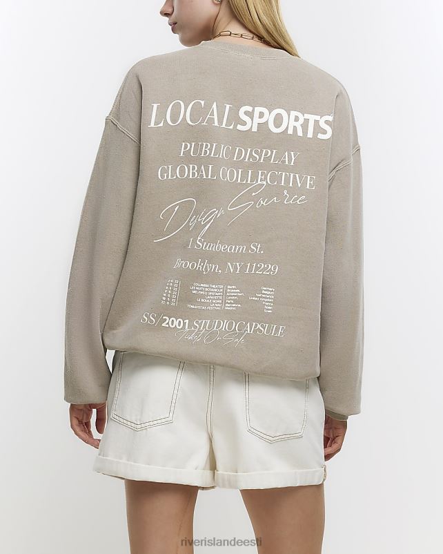 kehakate taupe naised River Island graafilise trükiga dressipluus 44TLL4476