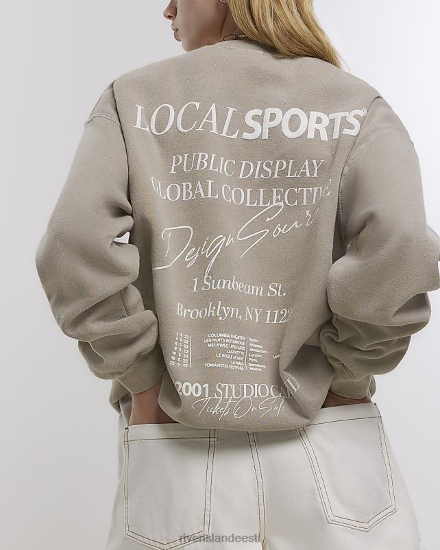 kehakate taupe naised River Island graafilise trükiga dressipluus 44TLL4476